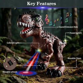 3-Pack Electronic Walking Dinosaur Toys for Toddlers 2-4, Moving Dinosaurs Toys with Lights, Roaring Sounds, T-Rex, Brachiosaurus & Stegosaurus, Xmas Birthday Gift for 2 3 4 5 6 Years Old Boys
