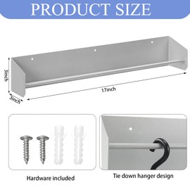 Meonum 2 Pcs Tie Down Hanger Holder Wall Mounted Aluminum Ratchet Strap Organizer for Enclosed Race Trailer Garage Shop Storage Organizer Bungee Cords Accessories, Silver