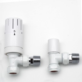 WITEN&NOCK Valve for Radiator Thermostatic Valves Set Flow and Return Fitting 1/2 Inch for Heating Side Connection White Angle Valves Corner Mounting