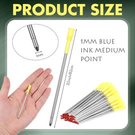 Sherr 50 Pcs 3.23 Inch Ballpoint Pen Refills Bulk 1 mm Blue Ink for Metal Sparkling Bling Diamond Crown Pen Smooth Writing Stationery Office School