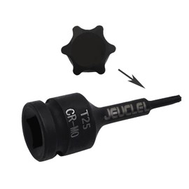 JEUCLEL T25 Torx Star 6 Point Impact Bit Socket, T25 1/2-Inch Square Drive 3-Inch Long Torx Socket, Cr-Mo Steel Lengthen Screwdriver Socket Adapter Tool