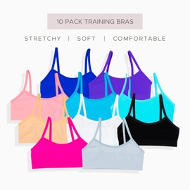 Alyce Ives Girls Seamless Training Bra, Cropped Cami Bra for Teens Pack of 10
