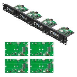 UCTRONICS 1U Rack Mount for Raspberry Pi 5, 19" Server Rack with 4 PCIe to M.2 NVME SSD Adapters, Support Up to 4 Pi 5