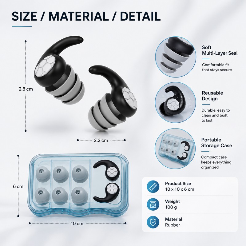 Reusable Ear Plugs for Sleeping and Swimming – Waterproof Noise
