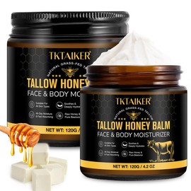 TKTALKER Tallow Honey Face & Body Moisturizer - Gentle Nourishing Formula with Raw Honey & Beeswax for All Skin Types - 120g/4.2oz - Daily Soothing & Hydrating Balm