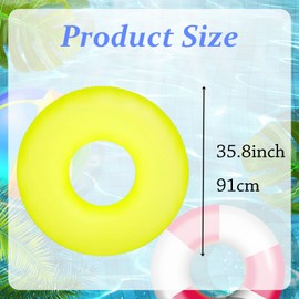 Transparent Swimming Ring Inflatable Pool Rings for Adults,91cm Inflatable Pool Floats Rubber Ring for Swim,Swimming Pool Inflatables for Adult,Yellow Adult Swim Ring Inflatable for Water Summer Beach
