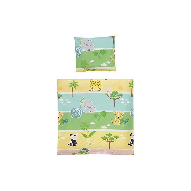 Erwin Müller Children's Bed Linen Set Zoo Animals Renforcé Green/Blue