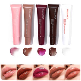 Welhammsae 5 Colours Lipstick Set, Glitter Liquid Long-Lasting Waterproof Lipstick Set, Jelly Liquid Lipstick for Women Lips Make Up Set