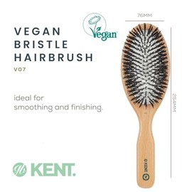 Kent V07 Cepillo de pelo vegano con cerdas de jabalí, cepillo grande orgánico para suavizar y aumentar el brillo, cepillo ecológico ideal para todo ti