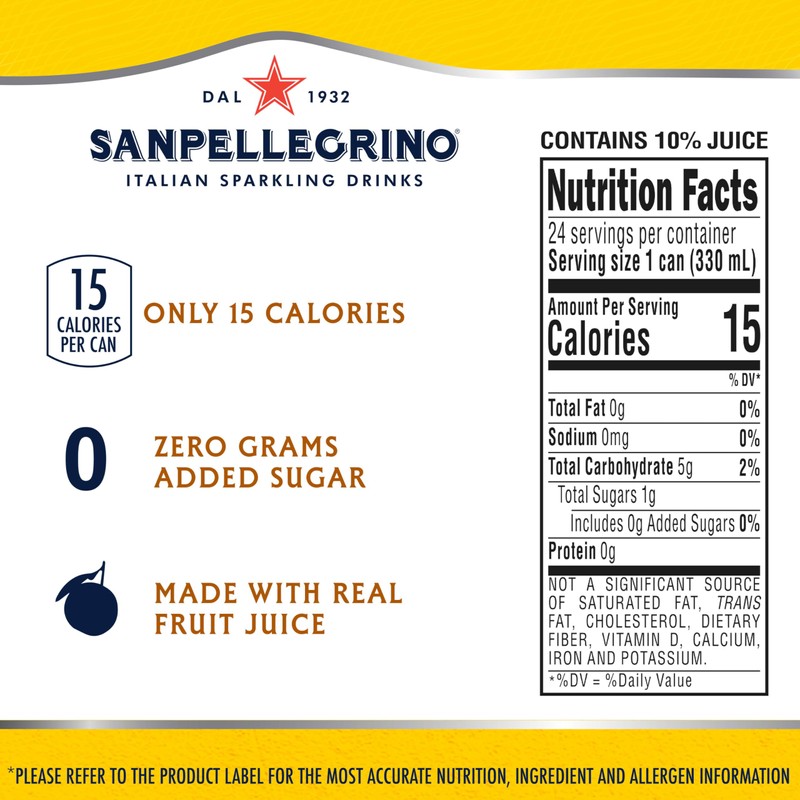 Sanpellegrino Zero Grams Added Sugar Italian Sparkling Drinks Lemonade, Sparkling