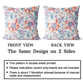 Snycler Boho Throw Pillow Covers Farmhouse Home Decor for Sofa Porch Patio Bed Room Outdoor，Set of 2，Bohemian Carpet Throw Pillows for Couch Decorative Pillow Cases，18x18inch,Flower