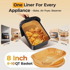 125Pcs Air Fryer Liners Disposable for Dual Basket, 8x5.5 Inch Rectangle Parchment Paper for Ninja DZ201 DZ401, Chefman/COSORI 2-Basket Air Fryer, Oil Proof Paper Liner by Vailnd