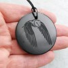 Shungite crystal Amulet of Knowledge, "OWL" real black shungite pendant,