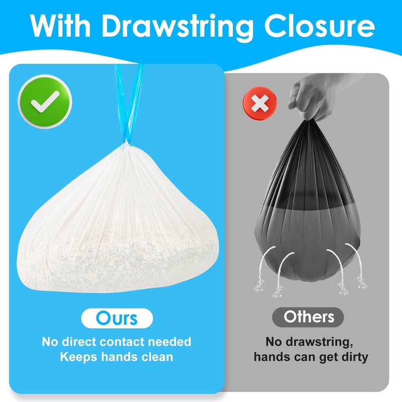 Cat Litter Bags 60 Count, 21.65"x11.8" Drawstring Close Litter Box