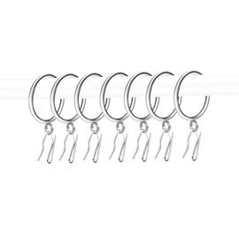 Adiyer 28pcs 1.5-Inch Inner Diameter Drapery Eyelet Sliding Curtain Rings with Pin-on Drapery Hook Curtain Hooks (Silver)
