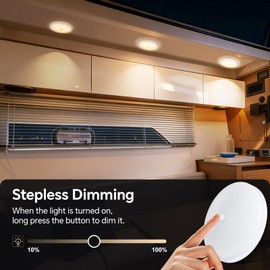 acegoo RV Ceiling Dome Light 4.5 Inch 12V Overhead LED Puck Light for Motorhome Boat Camper Trailer Truck Car, Surface Mount CRI90+ 4-Pack (4000K with Blue Nightlight)