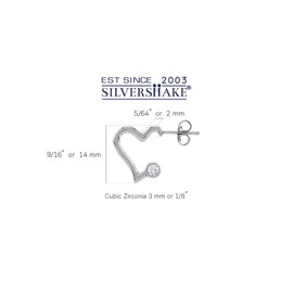 Silvershake Cubic Zirconia White Gold Plated 925 Sterling Silver 0.55 Inch Trendy Heart Love Hoop Stud Post Earrings April Gemstone Birthstone Jewelry for Women, Small, Sterling Silver Rhodium (White
