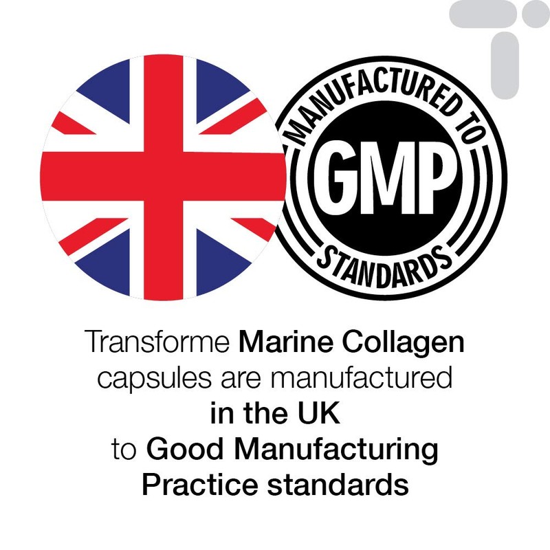 Transforme Marine Collagen Capsules 600mg - 1200mg Serving, Hydrolysed Collagen