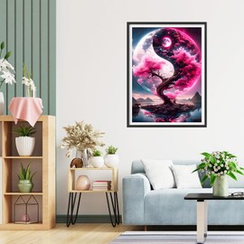 QQYRHN 5D Yin Yang Diamond Painting Kit for Adults Beginners Tai Chi Diamond Art Kits Complete DIY Tree of Life Diamond Embroidery Set Perfect for Relaxation and Decoration 30 x 40 cm