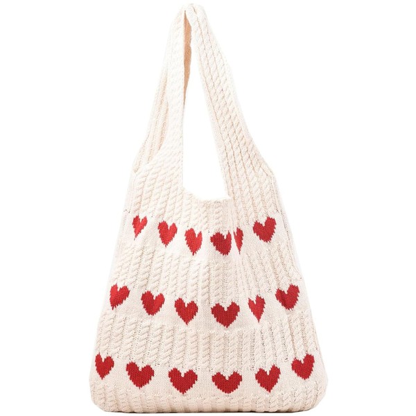 LUHOCIY Beach bag, heart bag, crochet bag, suitable for a