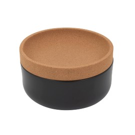 Kamenstein Ceramic and Cork Large Breathable Produce Bowl with Lid to Naturally Extend Produce Freshness, Natural Cork and Black Ceramic