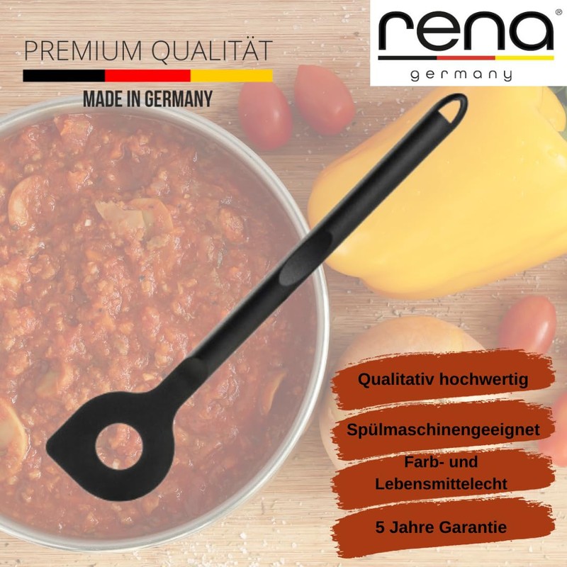 rena germany® Cooking Spoon 30.5 cm Hanging Plastic Black Made