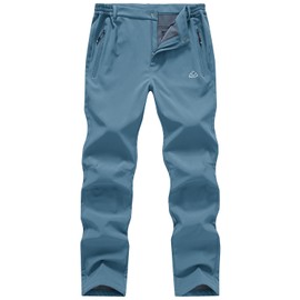 Gopune Mens Snow Ski Pants Waterproof Softshell Snowboard Outdoor Hiking Fleece Lined Pants Blue,40