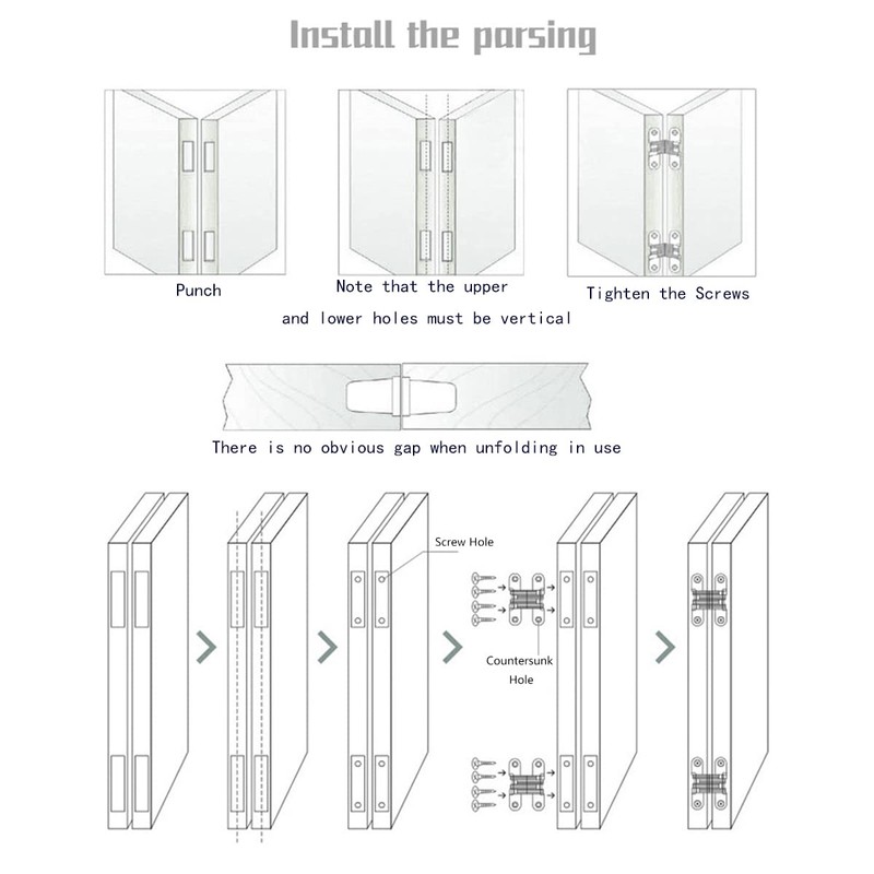 Hidden Cross Hinge 16x70mm Stainless Steel Invisible Folding Door Concealed
