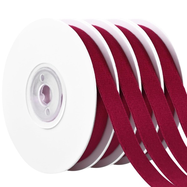 Showin Red Velvet Ribbon，Double Face 3/8" x 20Yd for Christmas