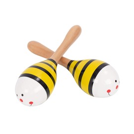 Percussion Plus PP3111 Wooden Maracas, Yellow Stripes