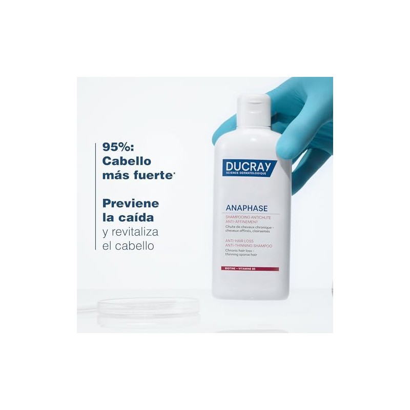 DUCRAY Anaphase Shampoo Anticaída y Afinamiento para Caída Crónica, Fortalece