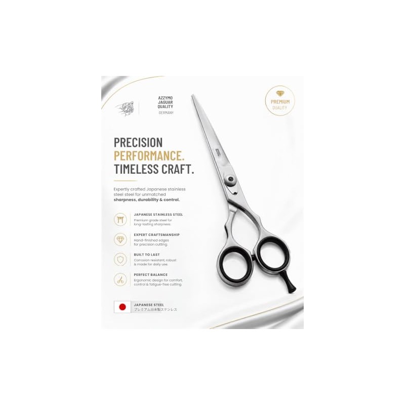 Professional Hair Cutting Scissors, Japanese Stainless Steel, 6.5 inch