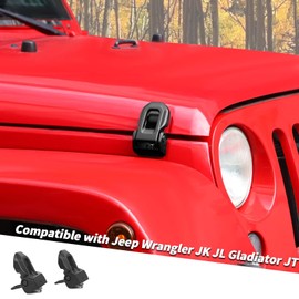 Metal Hood Latches Compatible with Jeep Wrangler JK JKU JL JLU Gladiator JT 2007-2024, 1 Pair Hood Latch Lock Hood Pin Kit (OEM Without Lock)
