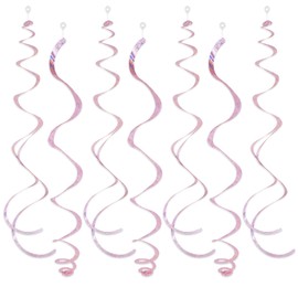 ORG 36 Pieces Party Ceiling Foil Swirl Decorations Hanging Plastic Streamer, Whirls Decorations for Wedding,Birthday,Graduation,Valenties Day,New Year,Baby Shower Party Decor (Laser Pink)