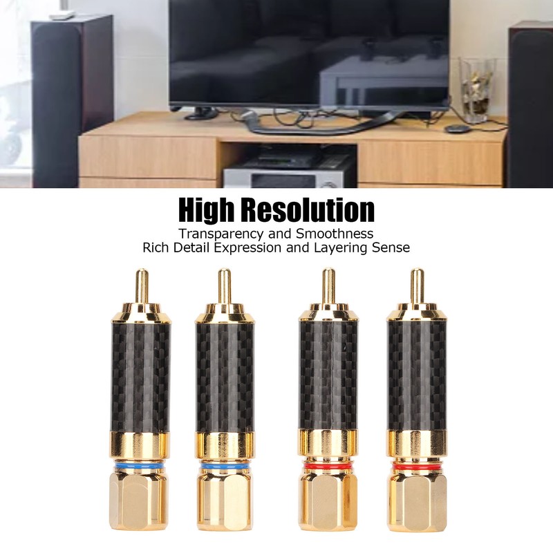 4Pcs RCA Sound Plug Carbon Fiber Gold Plated Oxidation Resistance