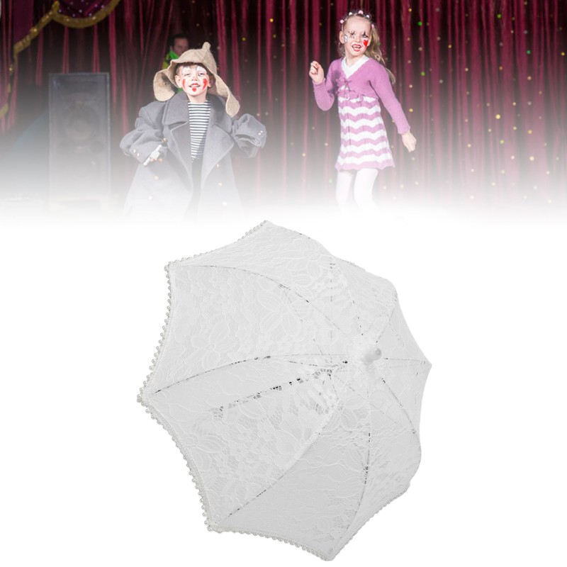 Lace Wedding Umbrella Romantic Embroidery Flower Bridal Umbrella Ergonomic Handle