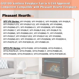 Hiorucet GFB100 Ventless Fireplace Blower Fan Kits for GHP Group Pleasant Hearth, VFF-PH32DR, VFF-PH20D, VFF2-PH20D, VFF-PH26D. Pleasant Hearth GFB100 Vent-Free Fireplace Blower with Thermostat.