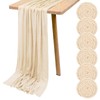 6 Pack Ivory Cheesecloth Table Runner 10Ft Semi-Sheer Table Runner
