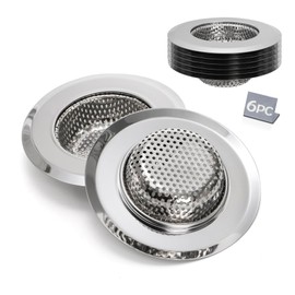Kingrol 6-Piece Kitchen Sink Strainer Set, 4.5" Stainless Steel Sink Food Catcher, Anti-Clogging Design, Universal Fit for Standard Drains, Dishwasher Safe