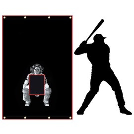 Gulfmore 4'x 6' Baseball Batting Cage Backstop with Hitting Target for Pitching Practice, Black Softball Baseball Batting Cage Backstop with Strike Zone Target for Pitching Training