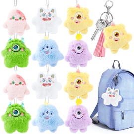 Hungdao 12 Pcs Mini Plush Keychains - Cute Animal Designs