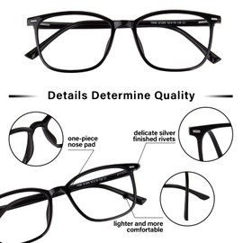 FONHCOO Blaulichtfilter Brille Damen TR90 Blue Light Blocking Glasses Blaulichtbrille ohne Sehstärke, Superleichte Anti-Müdigkeit Computerbrille Gaming Schutzbrille(Schwarz)