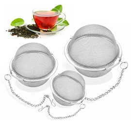 Tea Strainer, Pack of 3 Tea Infusers for Loose Tea, Tea Strainer Made of Stainless Steel, Spice Strainer, Stainless Steel Spice Ball Tea Strainer with Chain Spice Ball for Loose Tea Mulling Spices