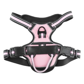 Dog Harness Double Layers Adjsutable Breathable Mesh Reflective Escape Proof Pet Harness Vest for Outdoor Hiking Pink M