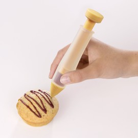 Zenker Dekorier-Garnierstift CANDY, Garnierspritze für Schokolade und Zuckerguss, Backzubehör für Tortendekoration, Transparent/Beige, 1 Stück, 14 cm