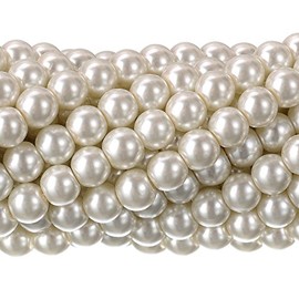 RUBYCA 200Pcs Czech Tiny Satin Luster Glass Pearl Round Bead for Beading Jewelry Making 4mm Cream