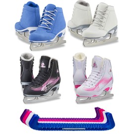 SKATE GURU Jackson Ultima Recreational Women's Figure Ice Skates Softec Diva DV3000 / Color: White, Adult Size: 8 Bundle with Free Guardog Skate Guards