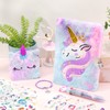 FRIUSATE Unicorn Secret Diary for Girls, Unicorn Lockable Diary Plush