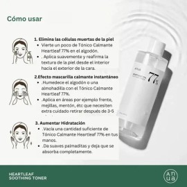 Anua 77% Heartleaf Soothing Toner Facial De 40 Ml, Coreano Momento De Aplicación Día/noche Tipo De Piel Todo Tipo De Piel