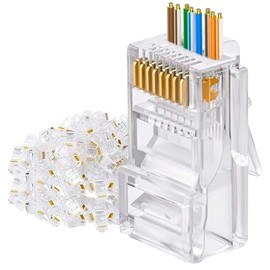 Conectores Rj45 Cat 6, Paquete De 100 Piezas Cable Red UTP Paquete, Pass Through, Para Cable Ethernet, Uso Profesional/Rudo/Hogar